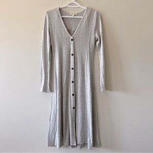 Gray Monteau Button-Front Midi Sweater Dress
